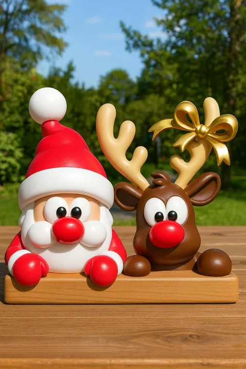 Santa And The Reindeer — 3D printed bust sculpture