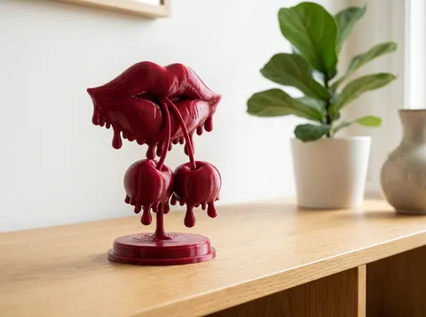 Sassy Cherry Lips Sculpture — 3D printed face sculpture