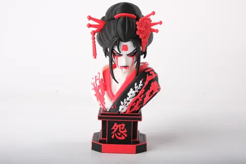 Scarlet Geisha Bust — 3D printed gothic figurine