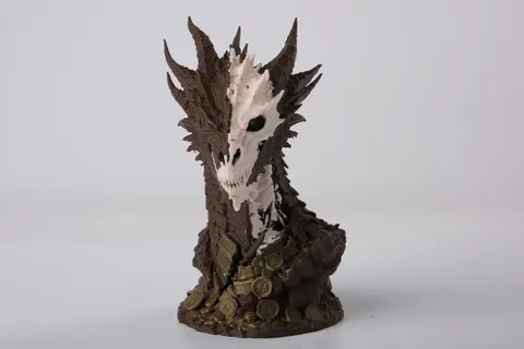 Skeleton Dragon Treasure Bust — 3D printed gothic figurine