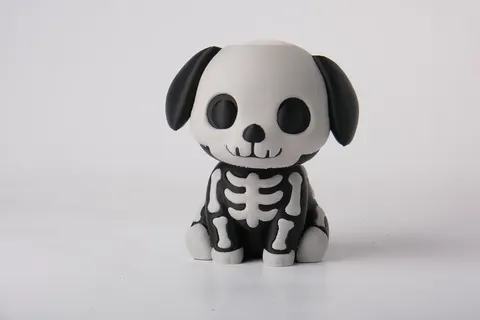 Skeleton Puppy Figurine — 3D printed gothic figurine