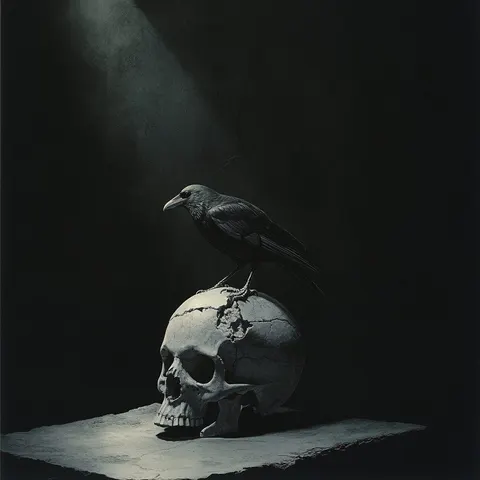 Skull And Raven 2 — 3D printed gothic figurine