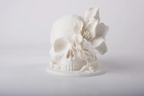 Skull Flower Sculpture — 3D printed gothic figurine