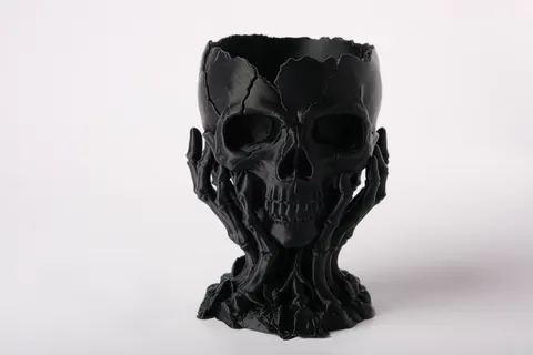 Skull Planter with Finger Bones — 3D printed figural vase