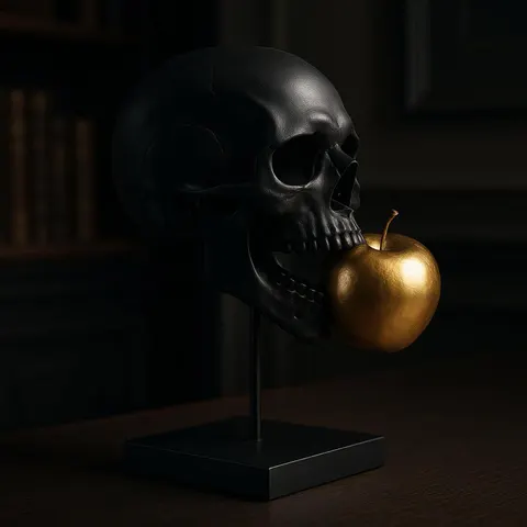 Skull With Apple — 3D printed gothic figurine