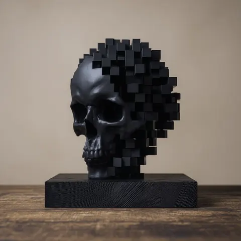 Skull With Cubes — 3D printed gothic figurine