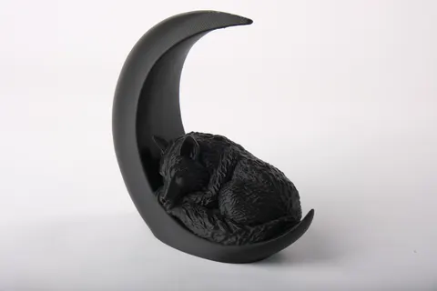 Sleeping Wolf On a Moon — 3D printed animal figurine