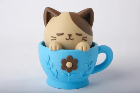 Sleepy Cat in Cup Figurine — 3D printed cat figurine