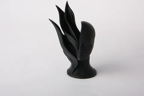 Stylized Black Female Bust with Flowing Hair — 3D printed bust sculpture