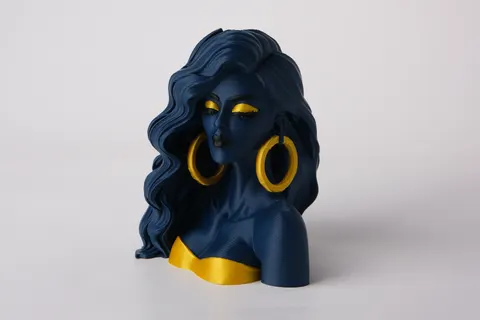 Stylized Female Bust with Hoop Earrings — 3D printed jewelry piece
