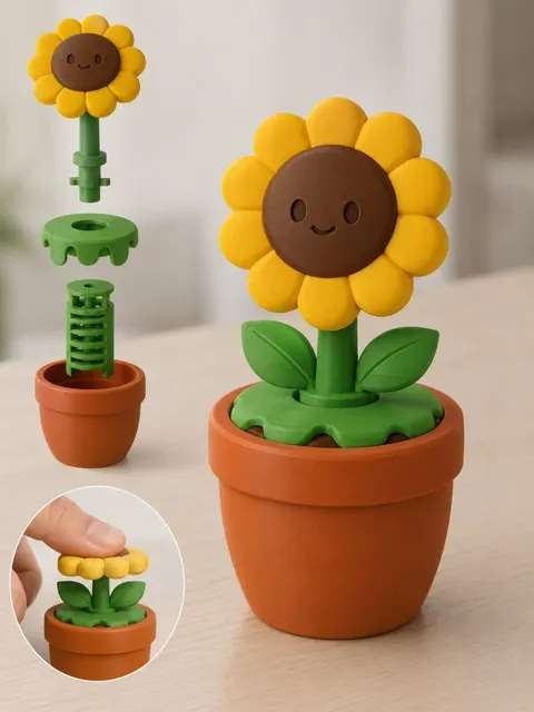 Sunflower Button — 3D printed botanical sculpture