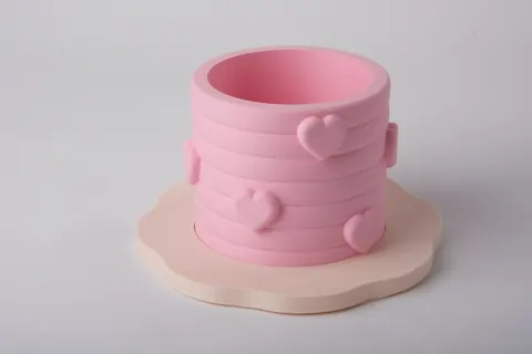 Sweetheart Planter Pink Planter Pot with Cute Heart Details — 3D printed seasonal vase