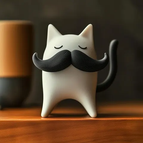 The Cat With The Moustache — 3D printed cat figurine