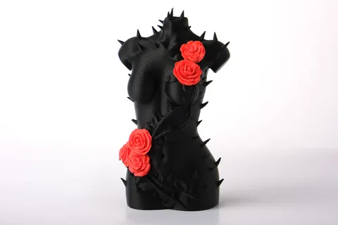 Thorned Rose Torso Sculpture — 3D printed gothic figurine