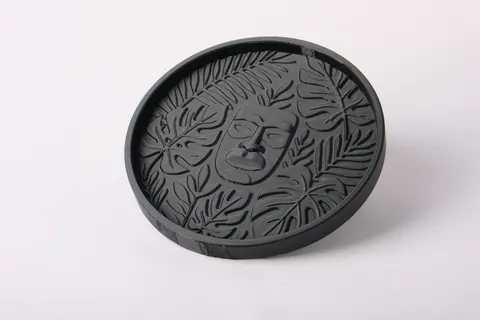Tiki Botanical Trinket Tray with Leaf Patterns — 3D printed botanical tray