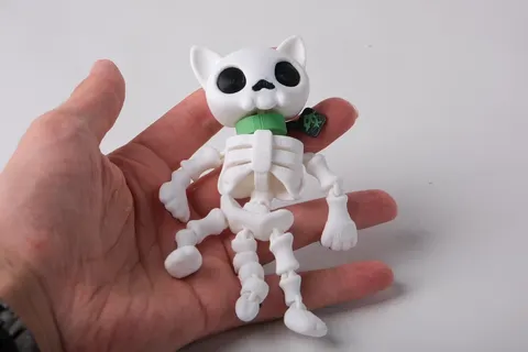 Toxic Skeleton Cat — 3D printed seasonal flexi toy