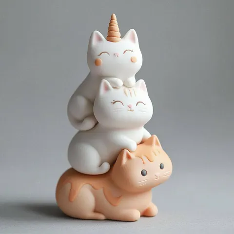 Triple Cats — 3D printed cat figurine