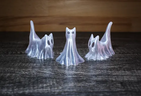 Triple Ghost Cat — 3D printed cat figurine