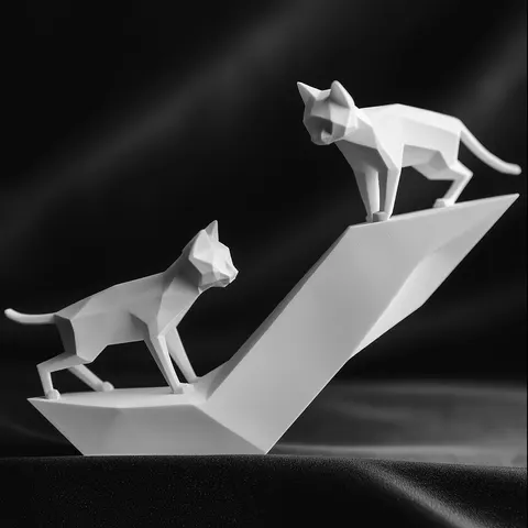 Two Cats Play — 3D printed flexi animal