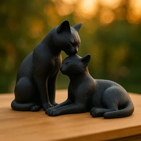 Two Cats Resting — 3D printed cat figurine