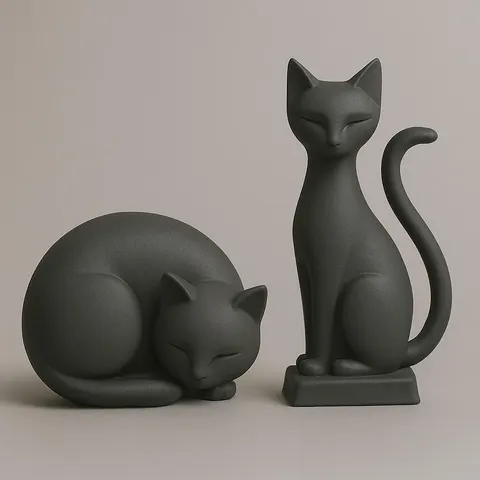 Two Cats Statues — 3D printed cat figurine