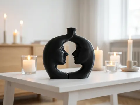Two Faces Embracing Vase Sculpture — 3D printed figural vase