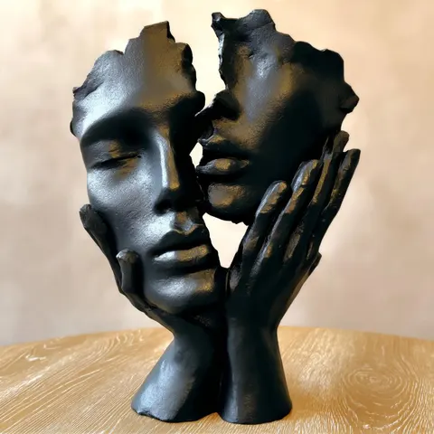 Two Faces In Arm Statue — 3D printed face sculpture