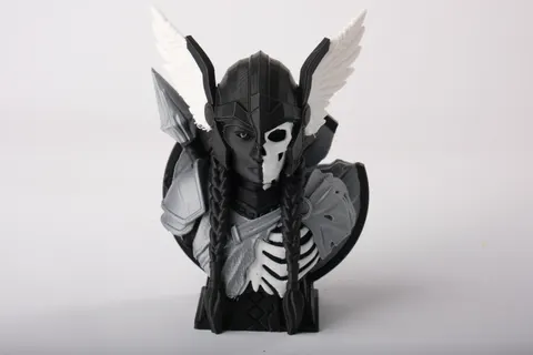 Undead Valkyrie Bust Dark Norse Warrior Sculpture — 3D printed gothic figurine
