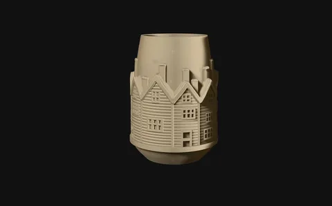 Ваза Деревянные Домики V3 — 3D printed figural vase