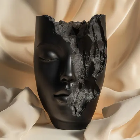 Vase Art Female Head Stone Chip — 3D printed figural vase