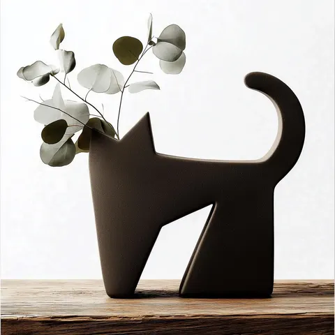 Vase Cat Simplified Version 2 — 3D printed figural vase