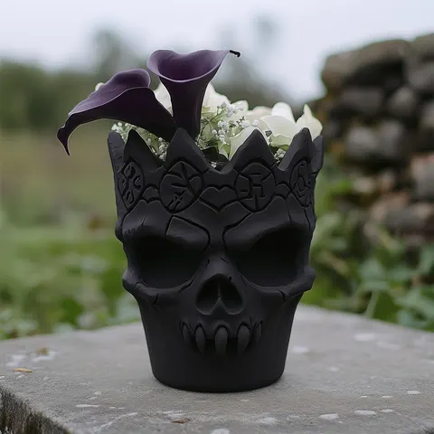 Vase Figurine Stylized Skull — 3D printed figural vase