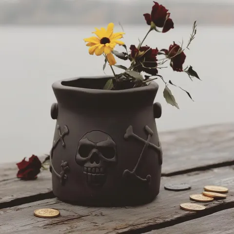 Vase Skull And Bones — 3D printed figural vase
