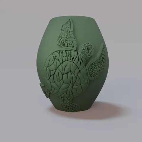 Vase With A Drawing Of A Turtle — 3D printed figural vase
