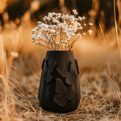 Vase With Butterflies — 3D printed botanical vase