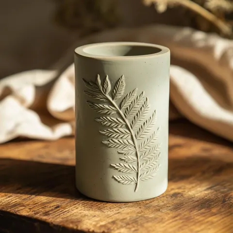 Vase With Fern Print — 3D printed botanical vase