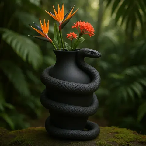 Vase With Snake — 3D printed figural vase