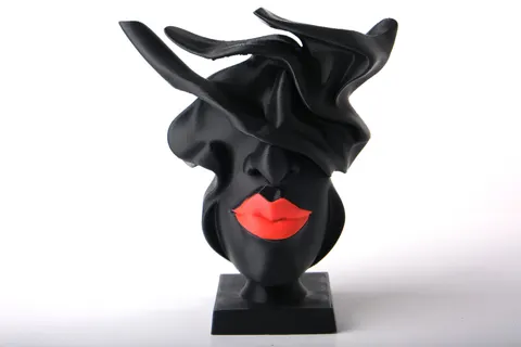 Veiled Lips Bust Sculpture — 3D printed face sculpture