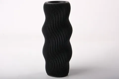 Wavy Ribbed Vase Modern Spiral Decor — 3D printed geometric vase