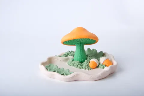 Whimsical Mushroom & Acorn Jewelry Tray — 3D printed botanical tray