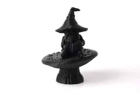 Whimsical Reading Gnome on a Mushroom Sculpture — 3D printed bust sculpture
