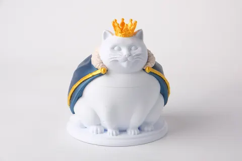 Whimsical Regal Cat Sculpture — 3D printed cat figurine