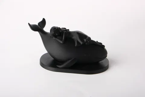 Whimsical Whale & Girl Sculpture — 3D printed animal figurine