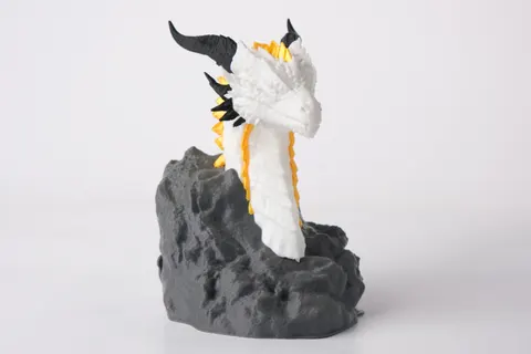 White Dragon Fantasy Creature Bust — 3D printed animal figurine