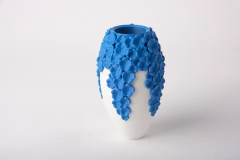 Wisteria Flower Vase with Cascading Blue Floral Design — 3D printed botanical vase