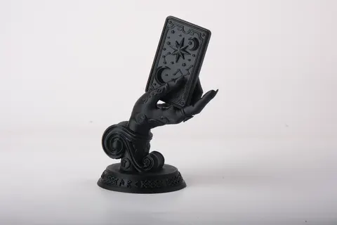 Witch's Hand Holding Tarot Card Sculpture — 3D printed gothic figurine