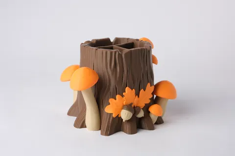 Woodland Stump Desk Organizer — 3D printed botanical tray