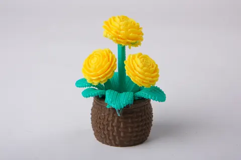 Yellow Ranunculus Flower Pot — 3D printed botanical sculpture